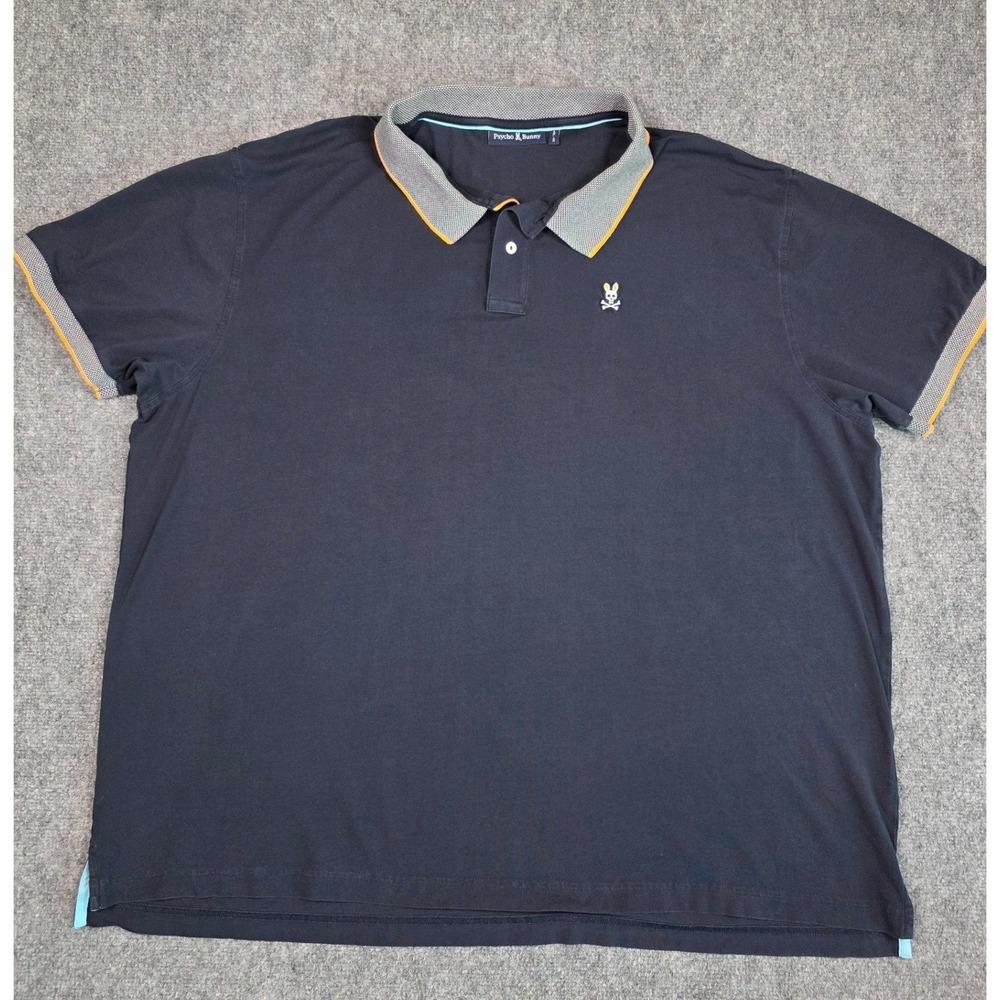 Psycho Bunny Polo Shirt Mens 4XL Navy Blue Pima Cotton Spandex Short Sleeve Logo